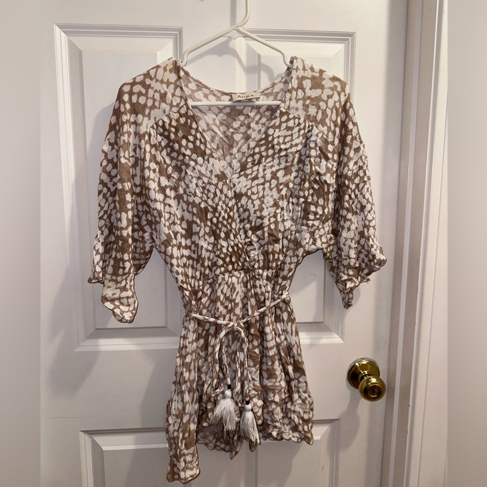 Aura Brown and White Romper